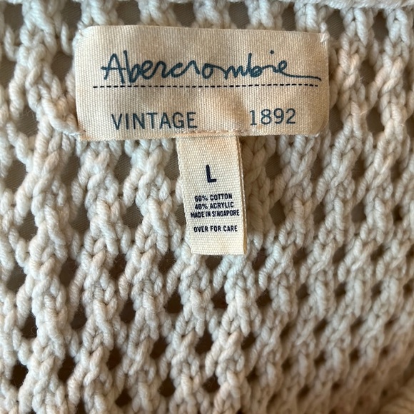 Abercrombie & Fitch Cream Knit Button Up Hooded Cardigan Womens Large - Picture 4 of 5